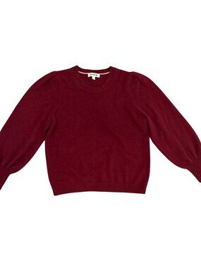Boden 100% Cashmere Dark Red Burgundy Puff Sleeve Crewneck Sweater Size Large